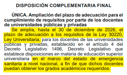 Ley promulgada hoy, ampl�a el plazo de adecuaci�n para quienes hayan ingresado a la docencia durante la pandemia.