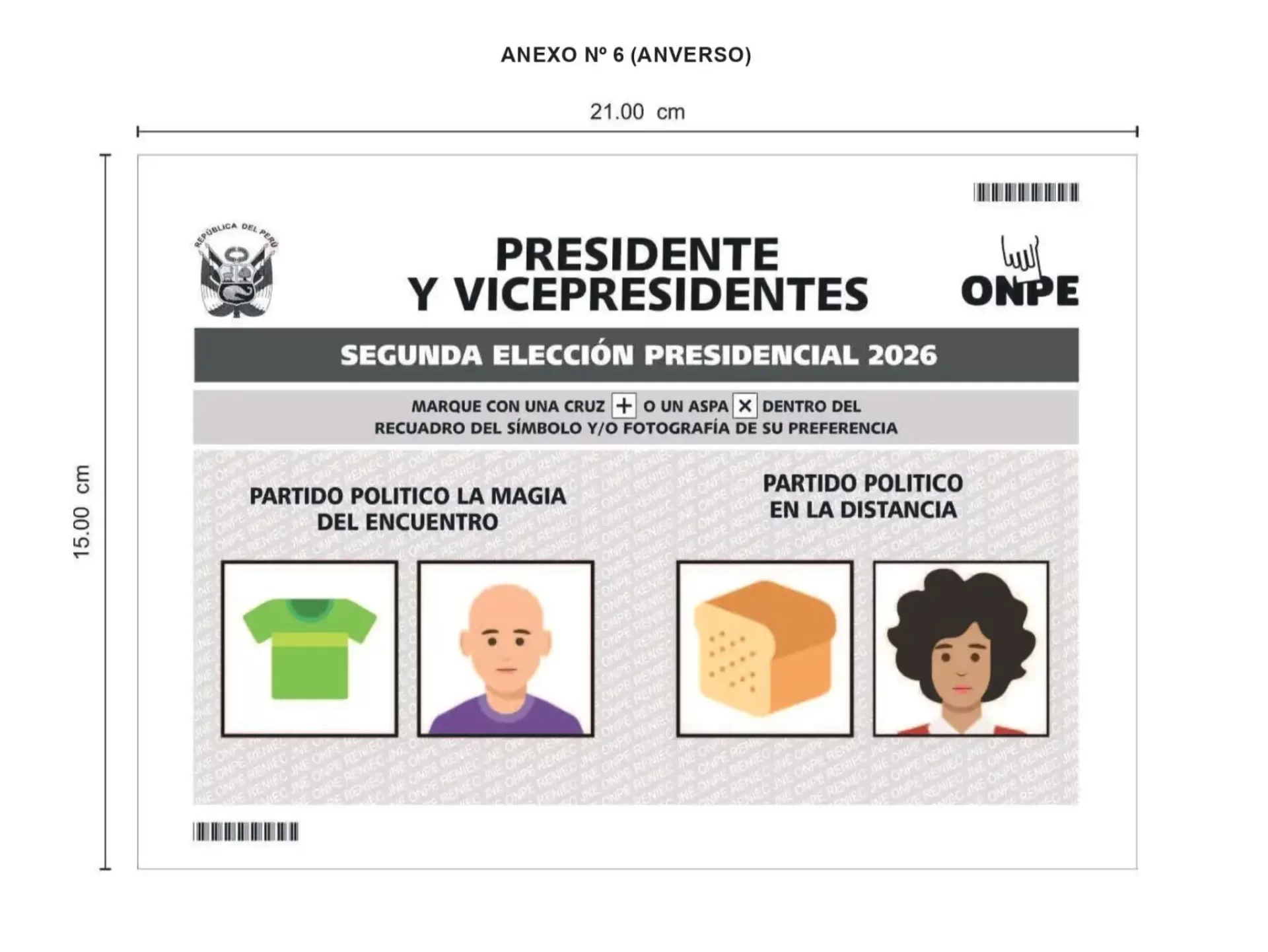 C�dula de sufragio para la segunda vuelta electoral