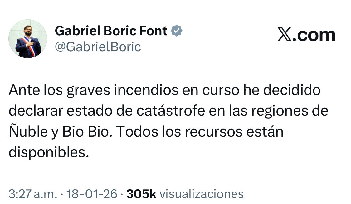 Declaran estado de cat�strofe en Chile
