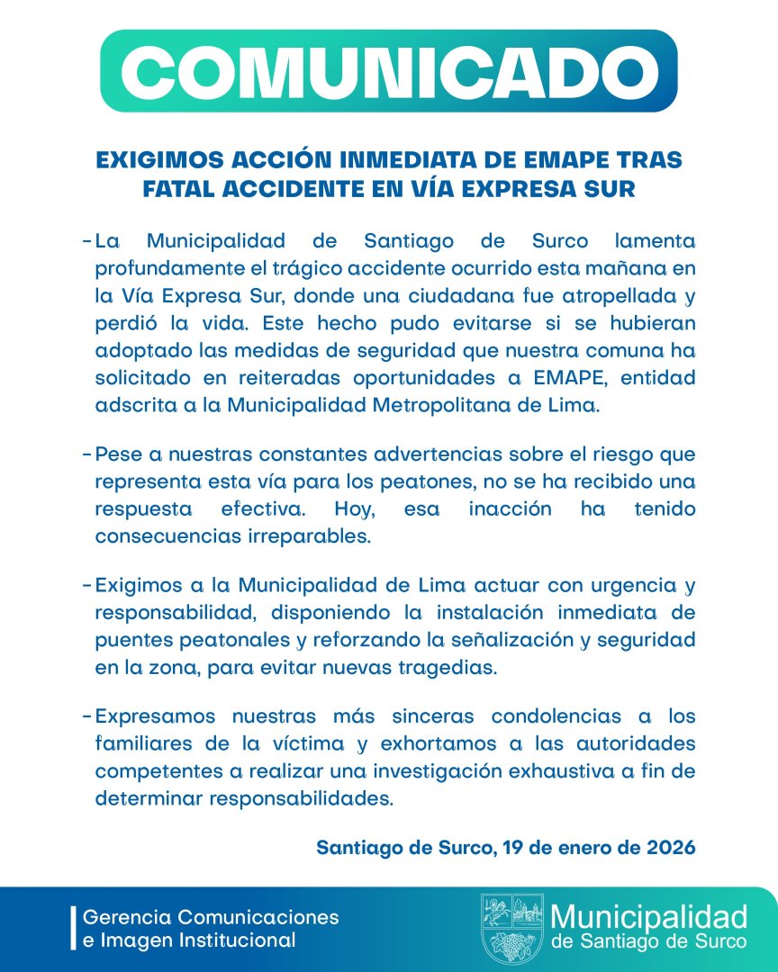 Comunicado de la Municipalidad de Surco