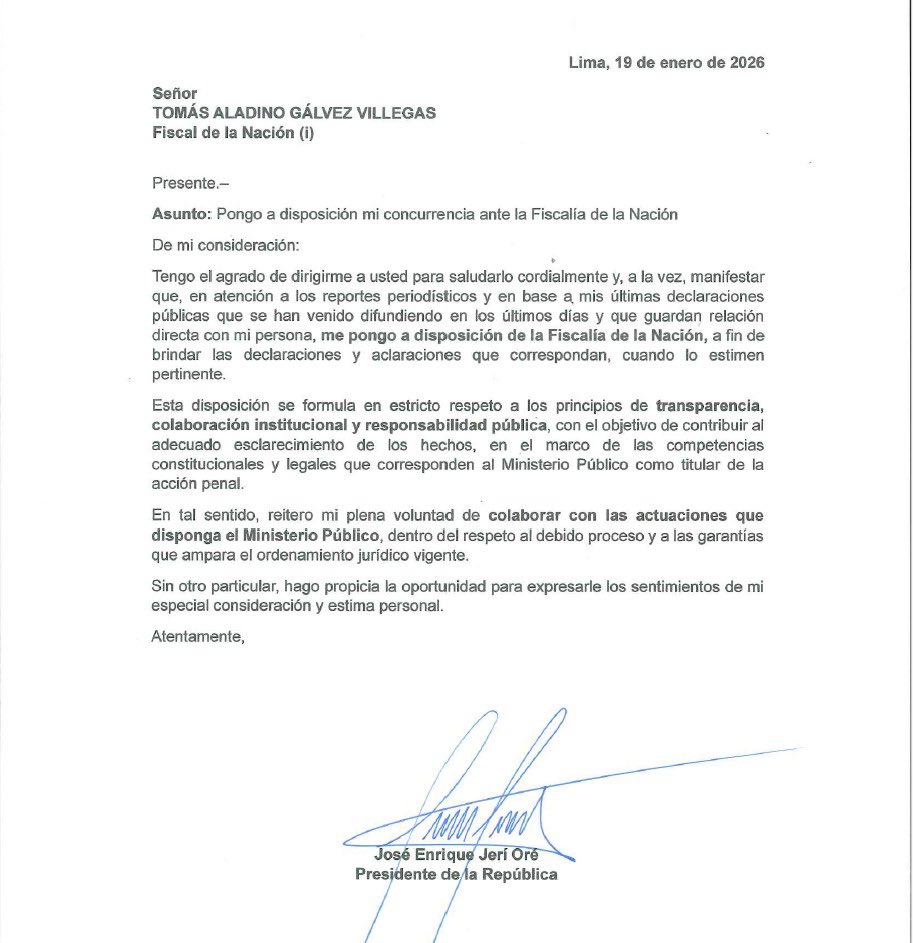 Oficio pone a Jer� a dispocisi�n del Ministerio P�blico.