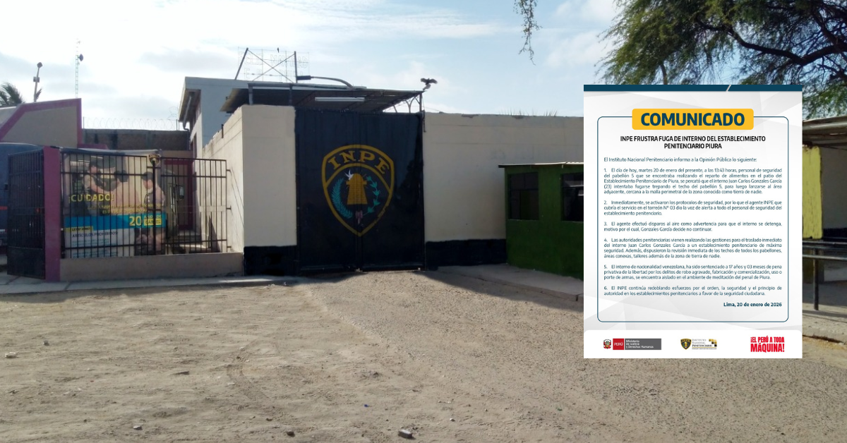 INPE frustró fuga de un interno del penal de Piura: Reo será trasladado a cárcel de máxima seguridad