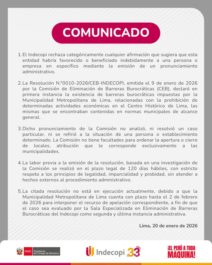 Comunicado de Indecopi
