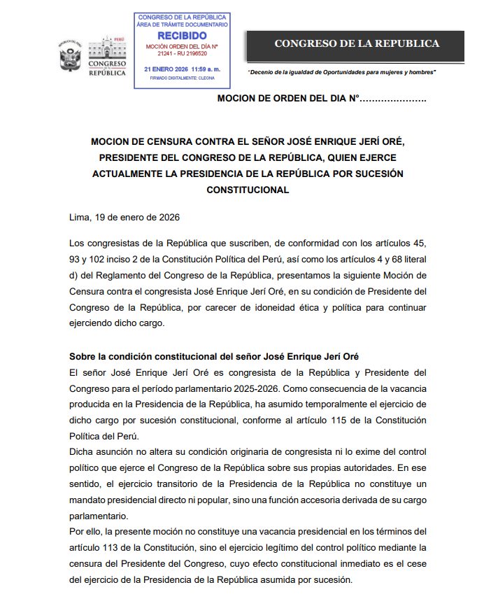 Moci�n de censura.