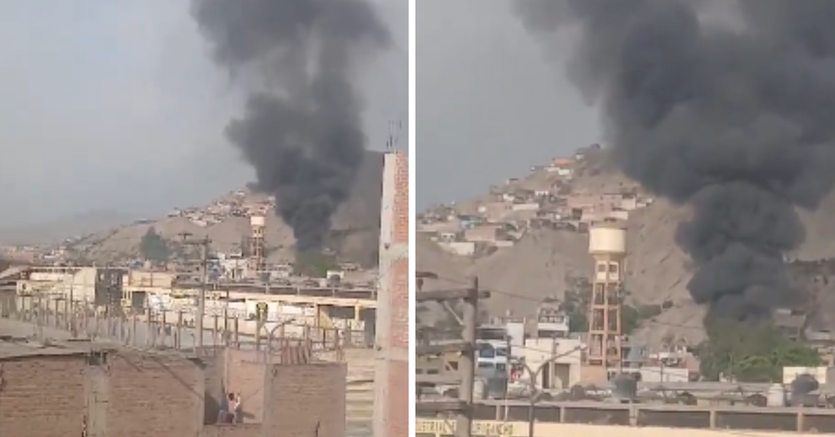 Se registra incendio cerca al penal de Lurigancho y moviliza varias unidades de bomberos