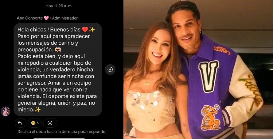 Ana Paula Consorte se pronuncia sobre estado de Paolo Guerrero tras agresi�n de hinchas