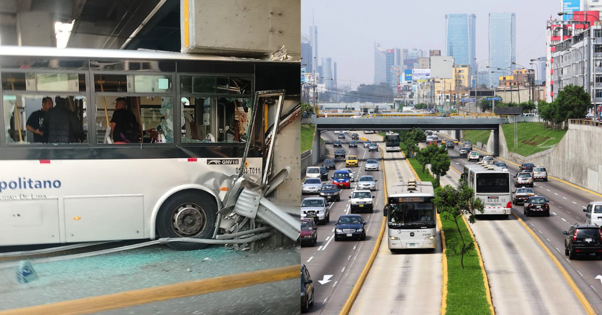 Cierran tramo de la v�a Expresa Luis Bedoya Reyes tras choque de bus de Metropolitano.