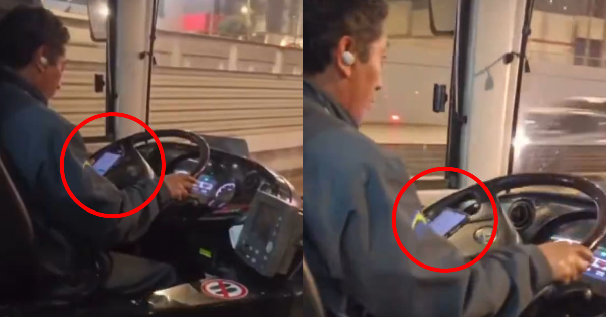Metropolitano: Pasajeros captan a conductor chateando y usando audífonos mientras maneja