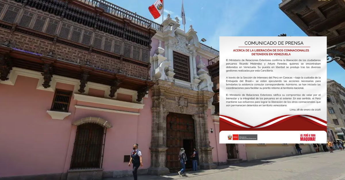 Cancillería confirmó la liberación de dos peruanos detenidos en Venezuela