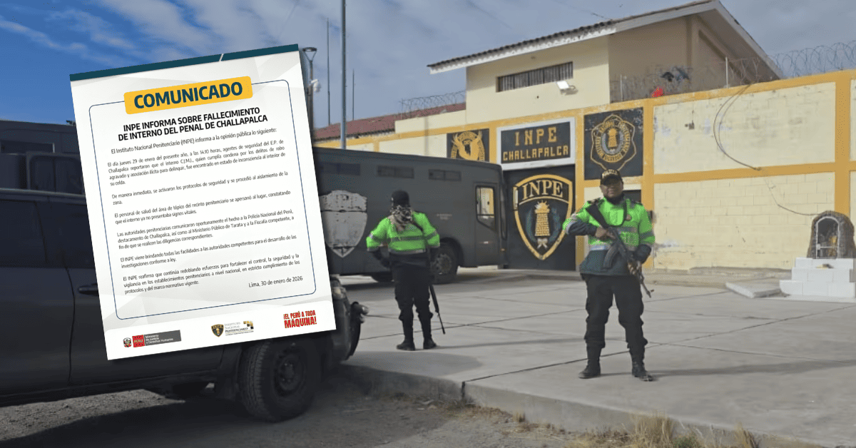 Muerte en penal de Challapalca: INPE reporta fallecimiento de interno tras enfrentamiento con otro reo