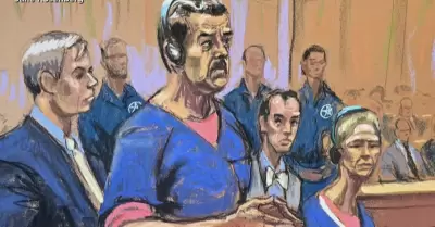 Boceto de Nicol�s Maduro y su esposa durante el juicio.