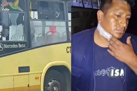 Cobrador y chofer de bus sobreviven a ataque de extorsionadores en bus de Lur�n.