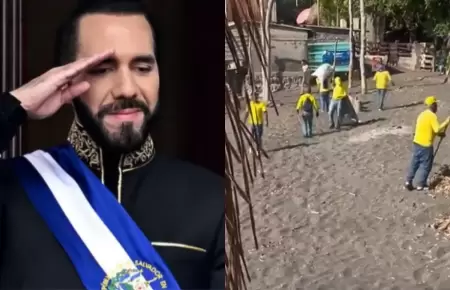 Bukele implementa programas de reinserci�n con presos que limpian playas.