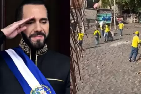 Bukele implementa programas de reinserci�n con presos que limpian playas.