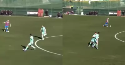 Futbolista agredi� a compa�ero en pleno partido amistoso en Espa�a.