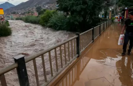 Aumenta caudal del r�o R�mac por lluvias en la sierra.
