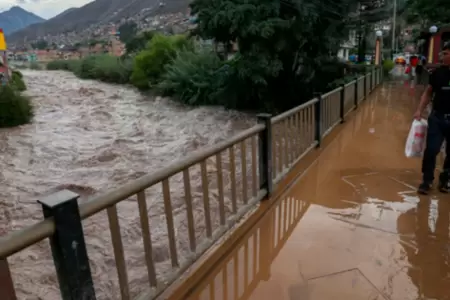 Aumenta caudal del r�o R�mac por lluvias en la sierra.