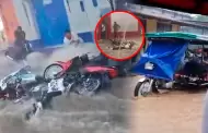 �Alerta en Tarapoto! Lluvias torrenciales inundan la ciudad y motocicletas salen arrastradas por el agua