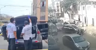 Asaltantes roban camioneta vestidos con chalecos de la PNP.
