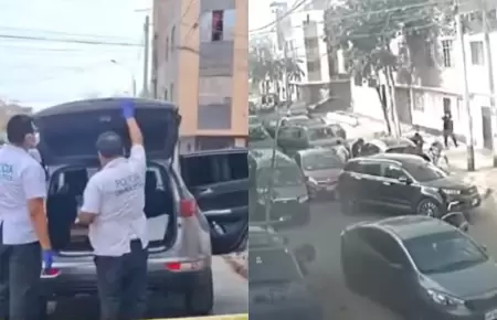 Asaltantes roban camioneta vestidos con chalecos de la PNP.
