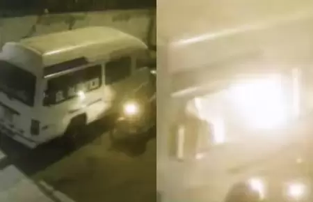 Combi casi fue incendiada en Lur�n.