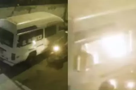 Combi casi fue incendiada en Lur�n.