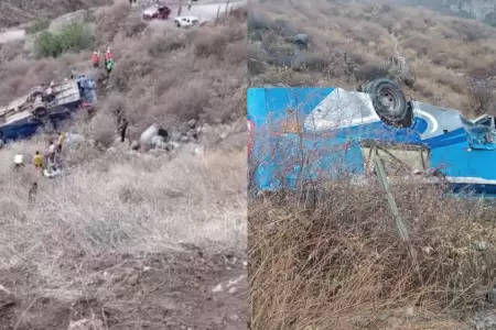 Ca�da de bus en Arequipa deja a tres personas fallecidas.