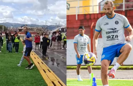 Hern�n Barcos ovacionado en su presentaci�n en Cajamarca.