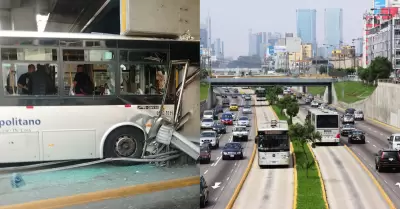 Cierran tramo de la v�a Expresa Luis Bedoya Reyes tras choque de bus de Metropol