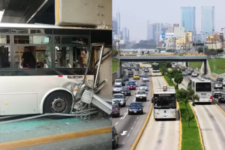 Cierran tramo de la v�a Expresa Luis Bedoya Reyes tras choque de bus de Metropol