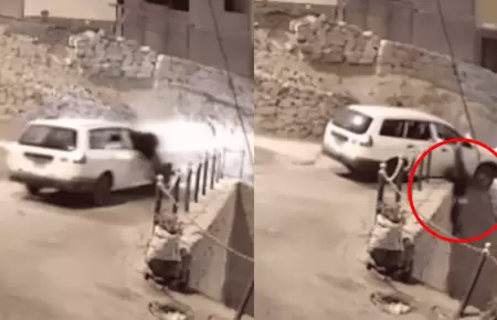 Taxista que fue atacado con cuchillo se venga de ladr�n y lo embiste con su auto