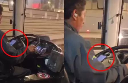 Conductor del Metropolitano fue captada utilizando su celular mientras manejaba.