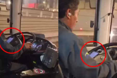 Conductor del Metropolitano fue captada utilizando su celular mientras manejaba.