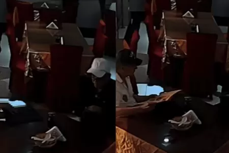 Pareja de adultos mayores ingresan a chifa para robar un celular y mil soles