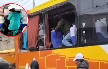 Cusco: Desprendimiento de rocas cae sobre bus y deja dos personas heridas.