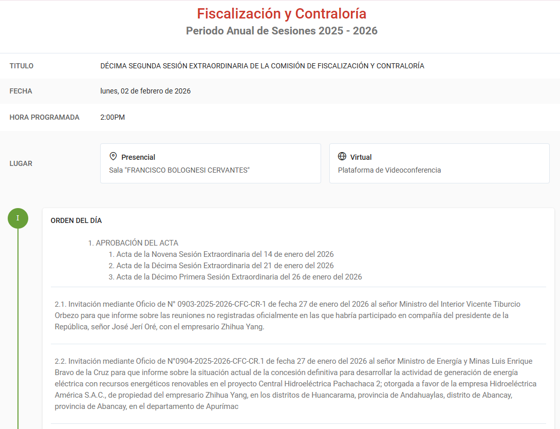 Agenda de Comisi�n de Fiscalizaci�n.