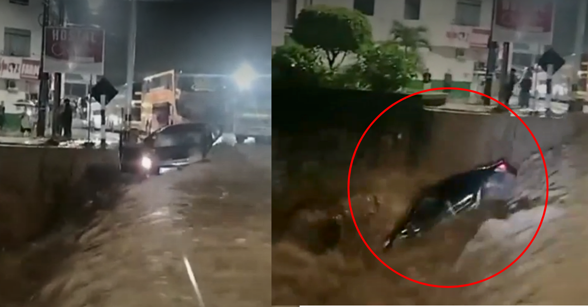 Chanchamayo: Grave desborde de río Garú ARRASTRA auto y pasajeros se salvan de morir