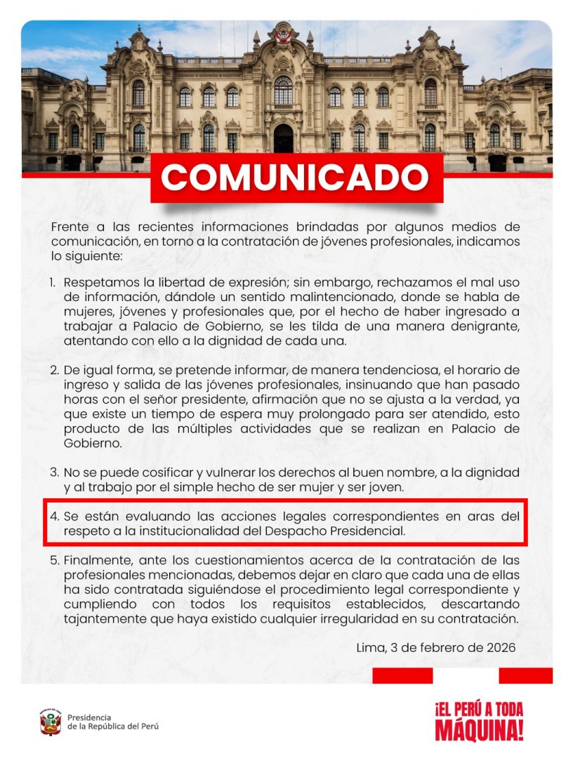 Comunicado original anunciaba acciones legales.