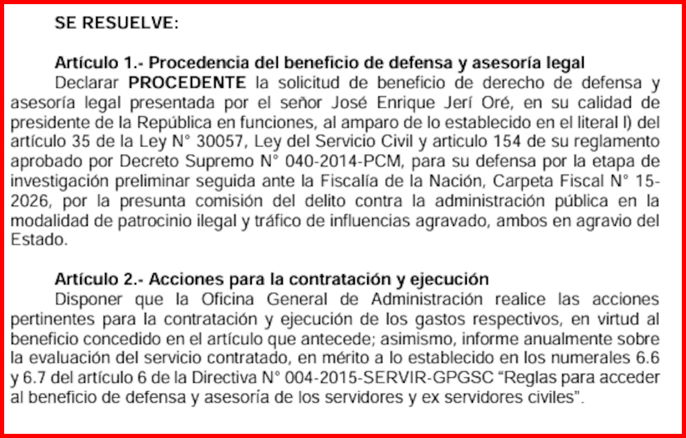 Mandatario contar� con abogado pagado con dinero del Estado para defenderse ante la Fiscal�a.