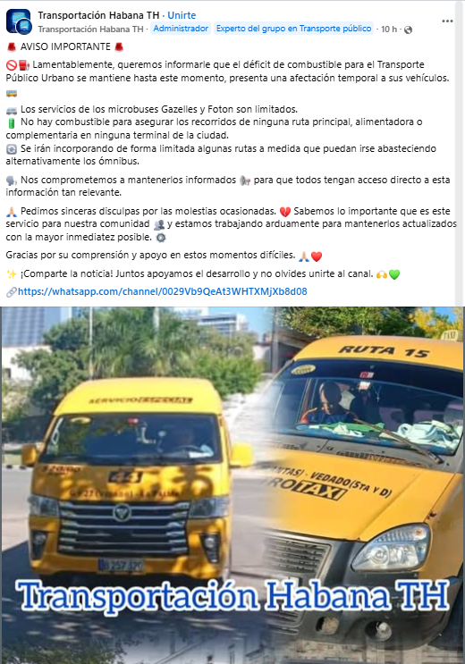 Medios de transporte de La Habana anuncian suspensi�n