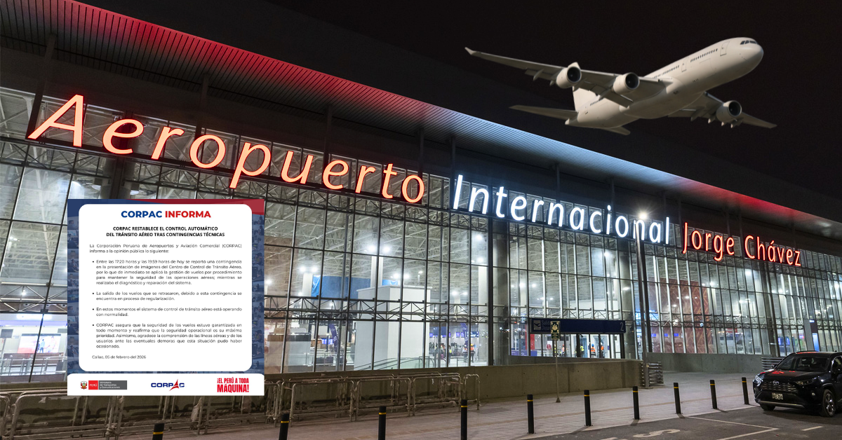 Aeropuerto Jorge Chávez restableció el control del tránsito aéreo y vuelos se normalizan, confirma Corpac