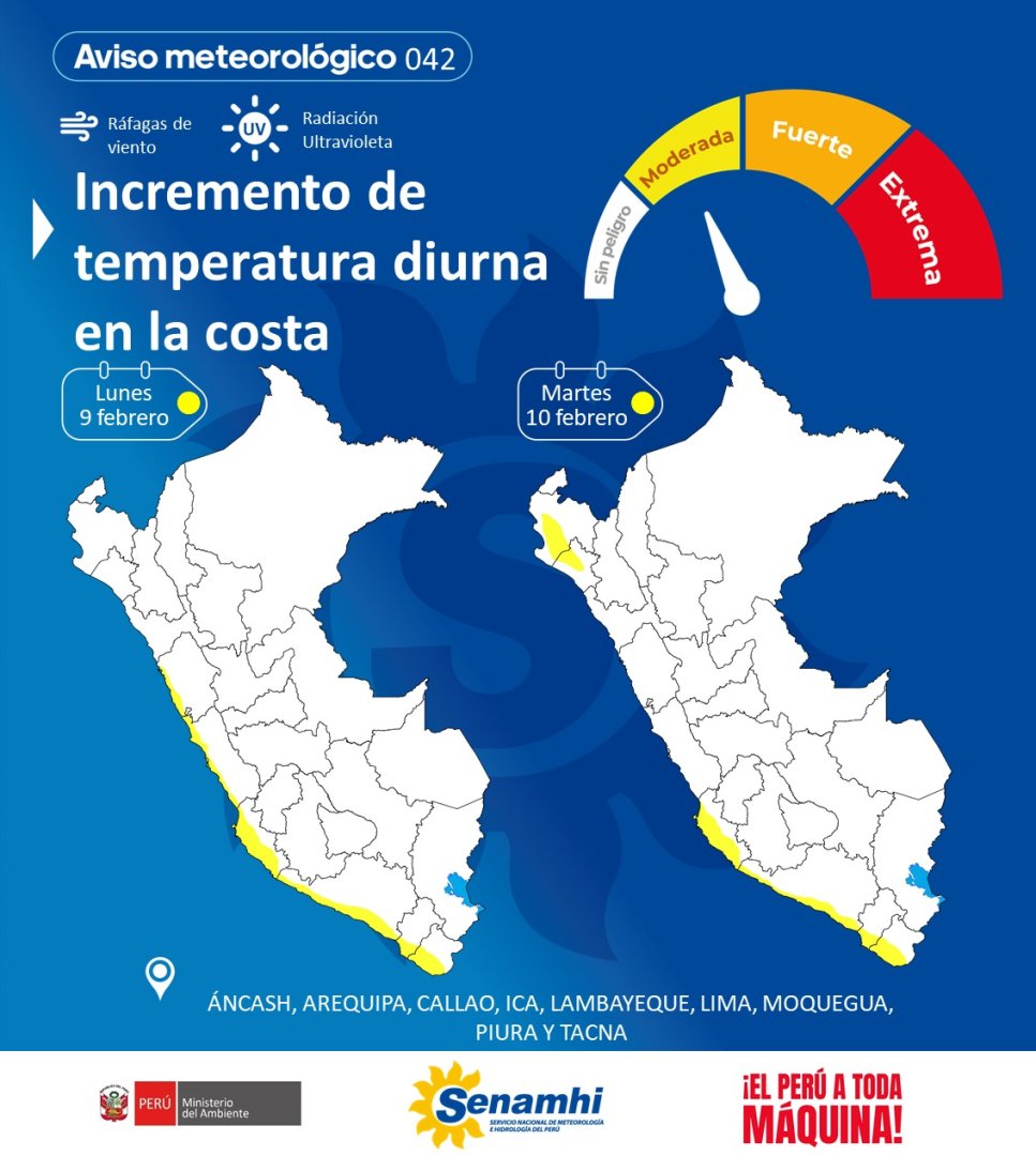 Aviso meteorologico del Senamhi