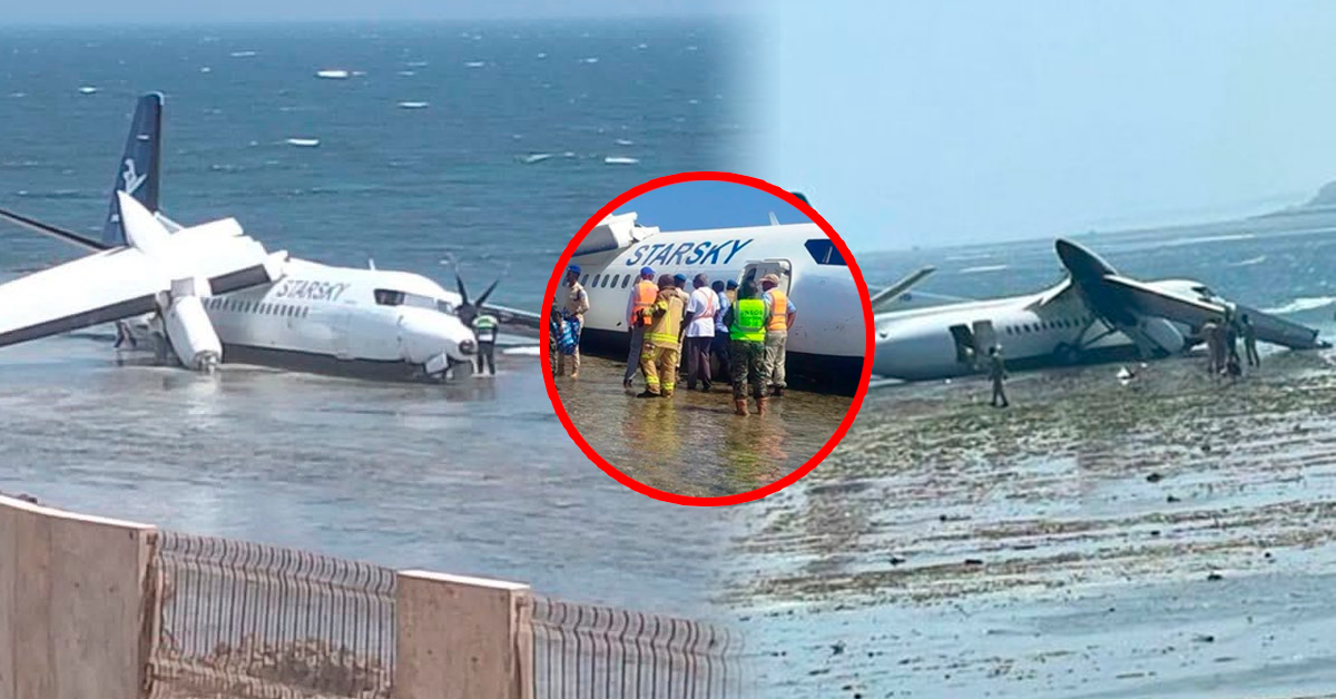 Avión con 50 pasajeros estrella en una playa tras falla mecánica y todos sobreviven