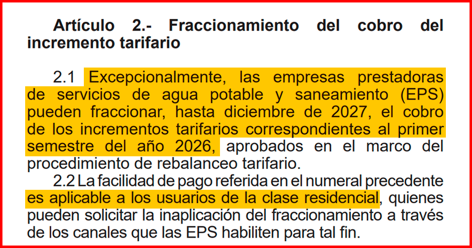 Fraccionamiento ser� aplicable a usuarios residenciales.