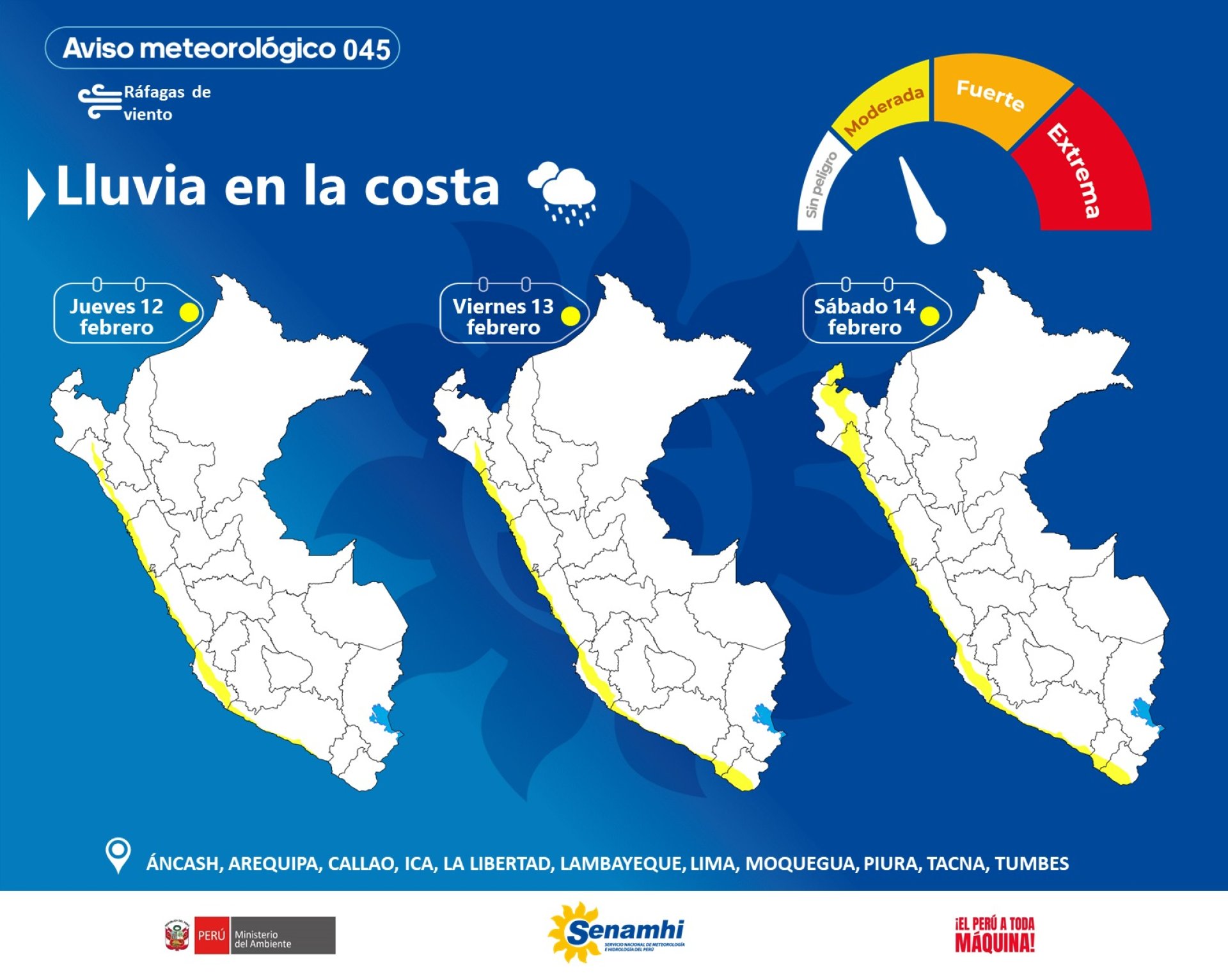 Aviso meteorologico del Senamhi