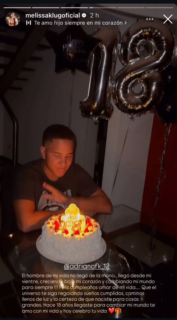 Melissa Klug celebra los 18 a�os de su hijo Adriano