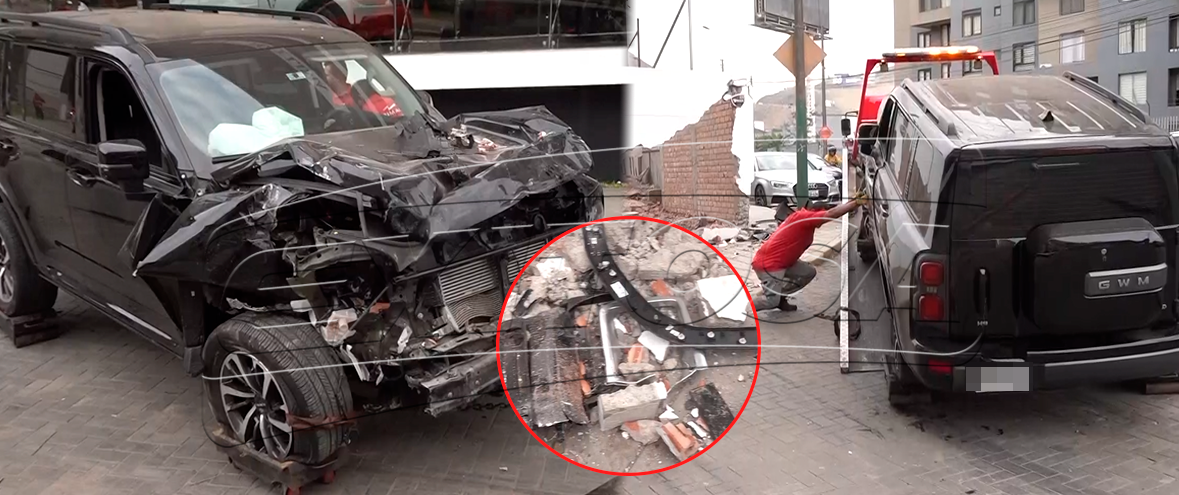 Laura Spoya choc� su camioneta contra una pared y termin� hospitalizada en Surco.