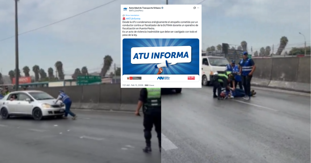 Conductor atropella a fiscalizador de la SUTRAN en Puente Piedra: ATU rechazó acto violento y pidió castigo