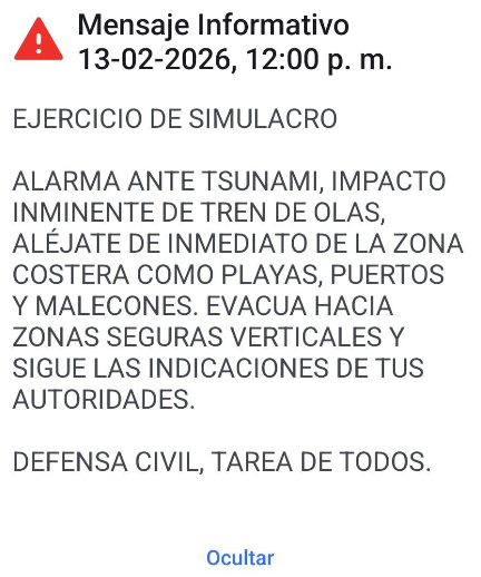Alerta de Sismate este 13 de febrero: alarma ante tsunami.