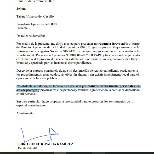 Carta presentada por Ripalda.
